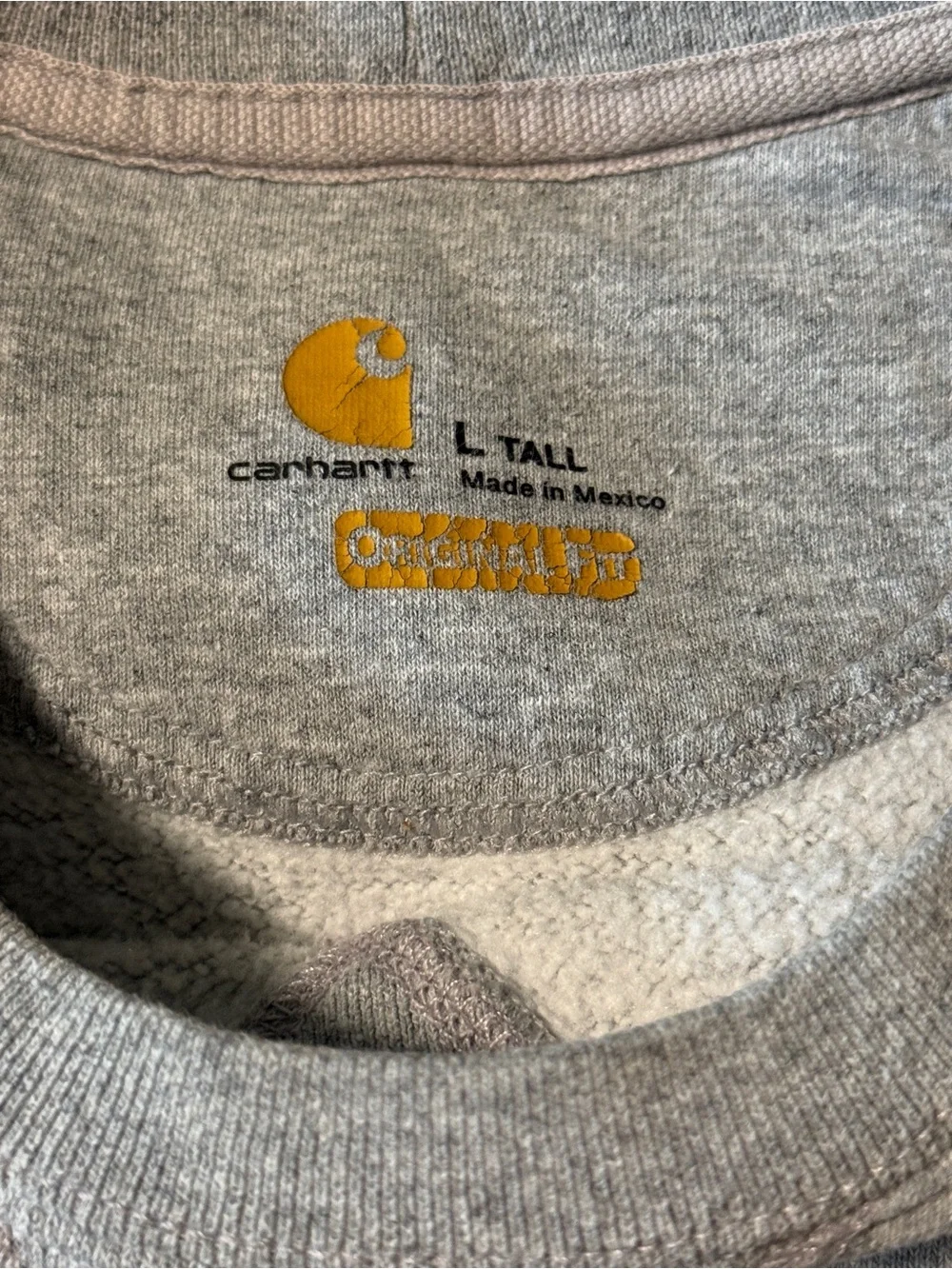 Carhartt Original Fit Logo Crewneck Sweatshirt Gray L Tall